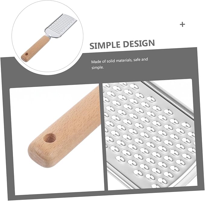 Stainless Steel Plane Grater Vegetable Zester Wooden Handle for Fruit and Vegetable Prep Kitchen Gadget for Home Cooks Easy to Use for Cooking and Baking