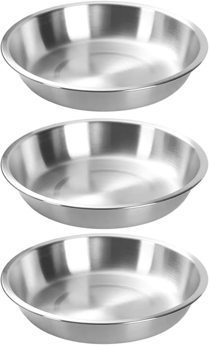 Hbbgdiy Pie Baking Dish Set 3 Pack 9.5 Inch Stainless Steel Pie Pans Stackable Oven Safe Round Plate for Baking Kitchen Cooking Tart Quiche Dessert
