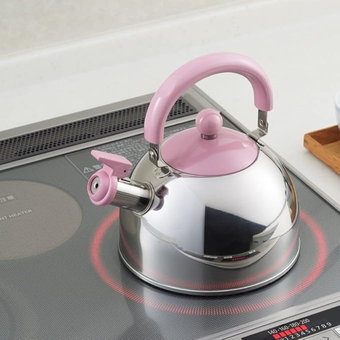Yoshikawa Sakura SJ3416 Whistling Kettle, Made in Japan, Compatible with Gas Fire, 0.6 gal (1.8 L), Makes Sound When Hot Water Boils