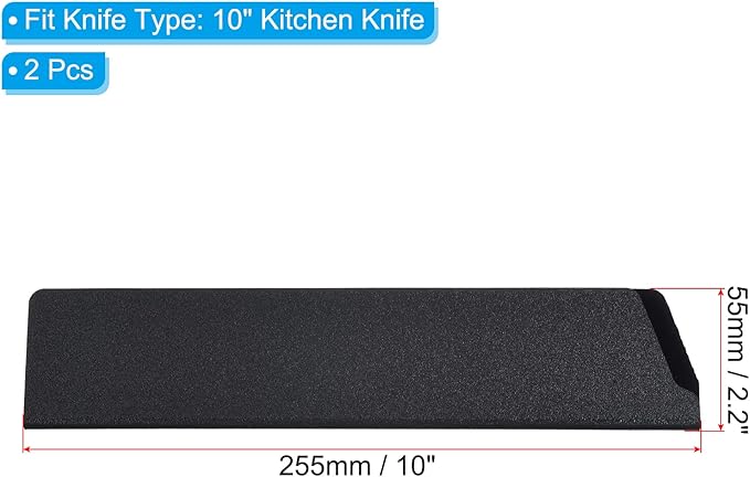 PATIKIL ABS Knife Cover Sleeves for 10" Kitchen Knife, 2 Pack Knives Edge Guard Blade Protector Universal Knife Sheath for Home Kitchen, Black