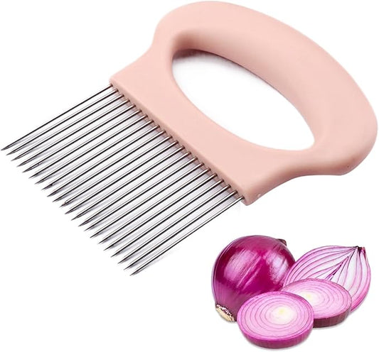 Stainless Steel Onion Slice Holder, Onion Holder for Slicing, Egg Cutter Vegetable Chopper, Ultifunctiona Fruit Slicer OnionPin Slicer Loose Meat Pin, Kitchen Chopper Slicing Tool (1, C)