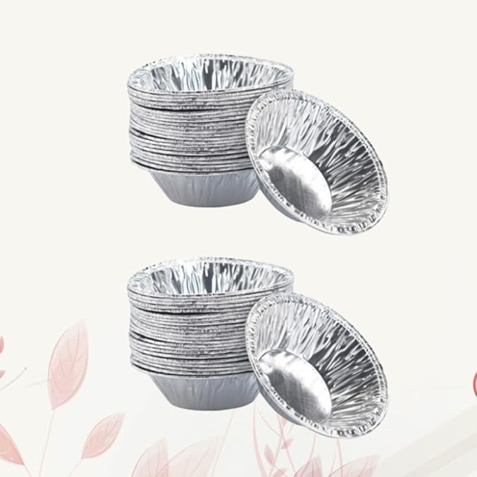 KALLORY Disposable Tart Pans 200Pcs Foil Tart Mold Non-Stick Baking Cups for Kitchen Baking Muffin Cooking