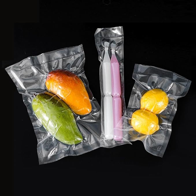100 Pack Clear Vacuum Bags 3.9x9.8 inch (Inside Size 3.5x9.4 inch) for Food Saver Flat Open Top Embossed Vacuum Sealer Bag Food Storage Packaging Pouch with Tear Notch