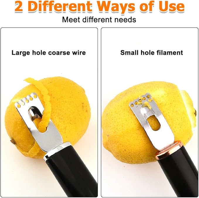 2Pcs Citrus Zester, Stainless Steels Orange Lemon Grater with 2 Different Sharp Blades for Kitchen Bar Restaurant