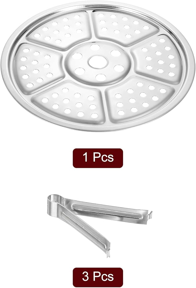 uxcell Stainless Steel Steamer Rack with Stand, 7.9 Inches Pot Steaming Tray for Steamer Cookware Instant Pressure Cooker, Silver Tone