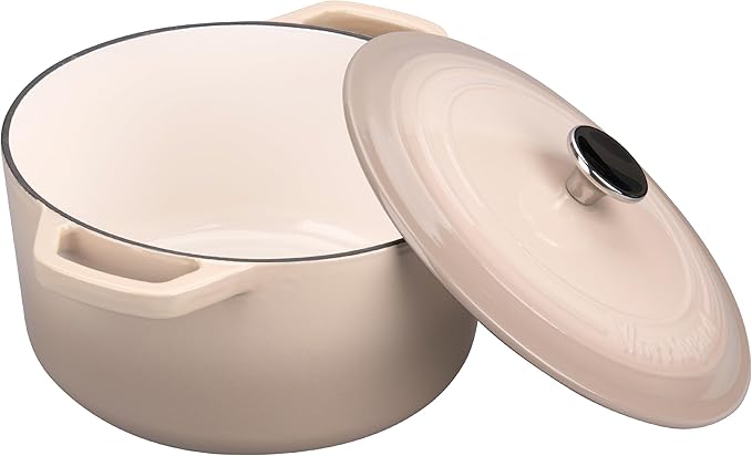 VORRINGARD Enameled Cast Iron Dutch Oven Pot with Lid, for Bread Baking, Round Bread Oven- include Sourdough Bread Baking Supplies Set, 4.5QT, Latte