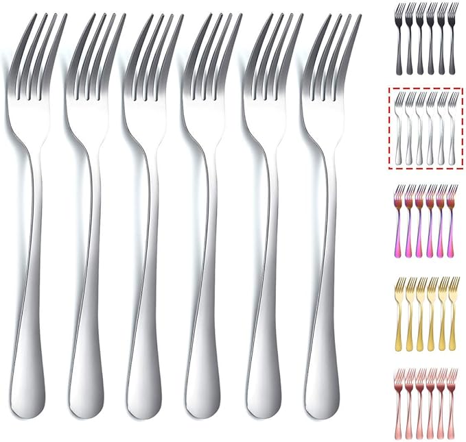 Kyraton Dinner Fork 6 Pieces, Stainless Steel 8.17 Inch Forks Silverware, Table Forks Set of 6