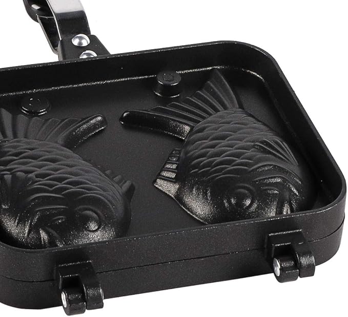 Double Sided Taiyaki Fish Shaped Stainless Steel Bakeware Mold, Nonstick Waffle Cake Maker Pan for Home Use