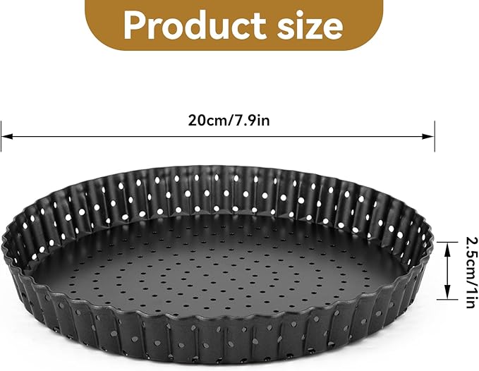 Agatige Pizza Pan with Holes for Oven, Non-stick Bakeware Pizza Tray Black Pizza Pan with Removable Bottom for Make Kinds of Pizzas or Pies (8 in)