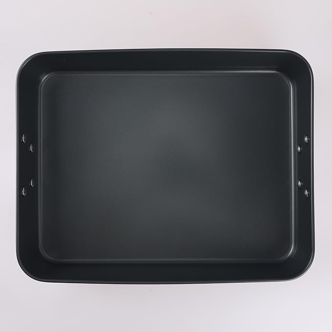 Baking Sheet Pan, Cookie Sheets for Oven Cooking, Warp Resistant Nonstick Cake Pan with Handle, Large Sheet Pans for Roasting 16.1 * 11.6 * 3.1in Black