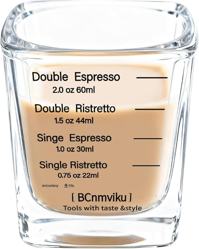 Espresso Shot Glass Liquid Heavy Sturdy Shot Glasses Measuring cup Wine Glass 1 Pack 2oz/60ml By BCnmviku(Sturdy 1Pack)