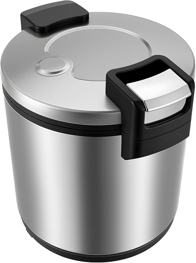 Commercial Rice Warmer, 6 Gal Stainless Steel Electric Rice Warmers with Spoon Good Heat Dissipating and 2 Temperature Settings Flip Lid with Lock Cylindrical Rices Warmer for Home Keep Food Warm Etc