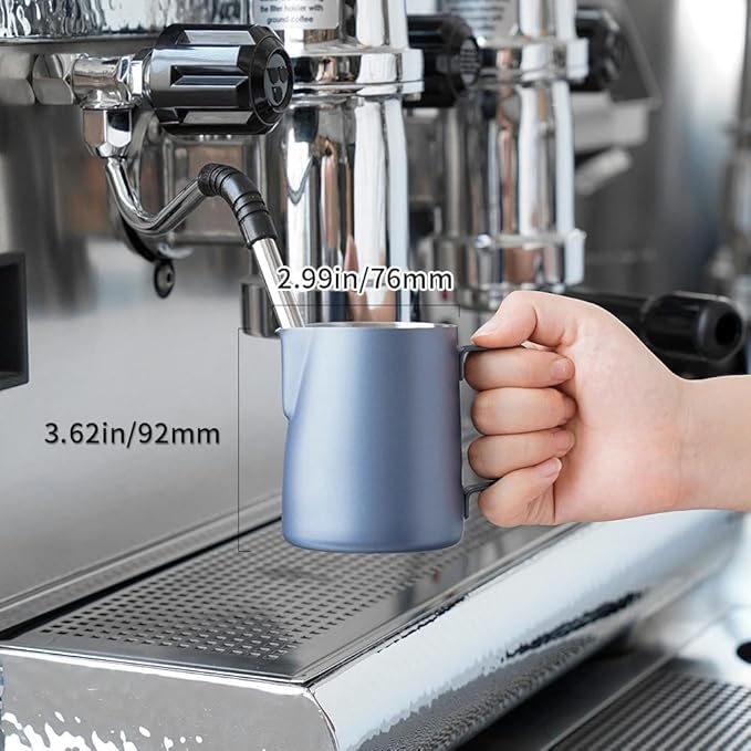 watchget Stainless Steel Milk Frothing Pitcher 12oz/350ml - Espresso Steaming Pitcher for Cappuccino, Latte Art, Coffee Machine Accessories Milk Jug Coffee Frother Cup, Blue