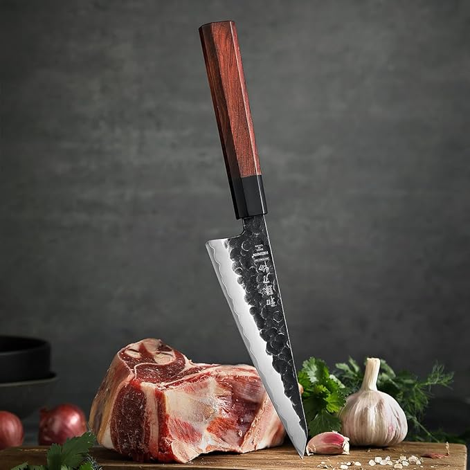 HEZHEN 5.8 inch Multi-purpose Honesuki Knife,10Cr15CoMoV Steel Core,Triple-layer Composite Steel,Redwood Handle,Professional Kitchen Knife - Razor Sharp