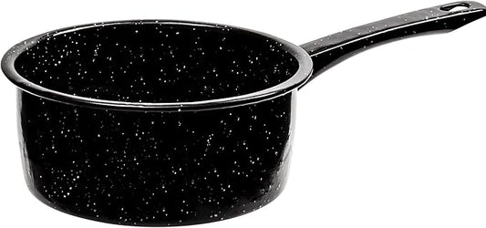 Millvado 2 Quart Granite Saucepan, Naturally Nonstick Sauce Pots, Speckled Enamel Ware Cookware, Small Sauce Pan for Cooking and Boiling - Granite Cooking Pot for Stovetop, Campfire, Outdoor Stove