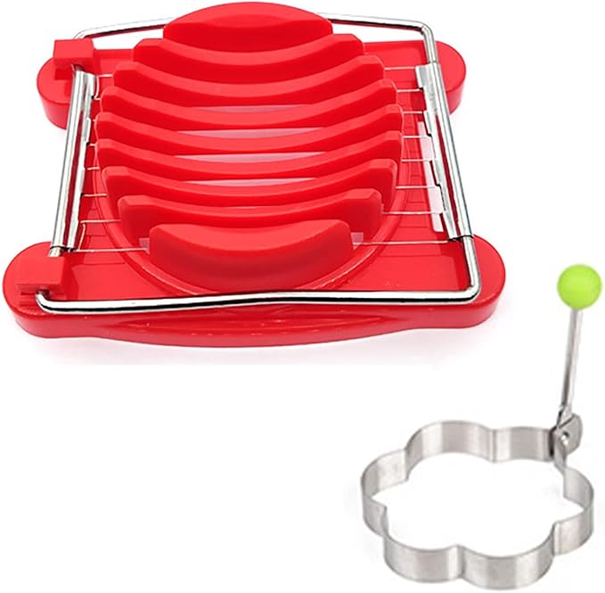 Egg Slicer, Egg Splitter, Fancy Egg Cutter Tool, Kitchen Egg Slicer for Hard Boiled Eggs Tool (Color : Red)