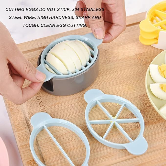 AKOAK 1 Pack Egg Cutter Egg Fruit Decorative Slicer Multifunctional Stainless Steel Manual Pine Flower Egg Slice Divider Family Restaurant kitchen Gadget