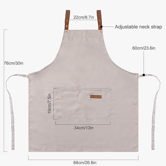 DILLMAN Art Aprons for Men Women Painting Pottery Baking, H Back Straps Waterdrop Kitchen Chef Cooking Apron with Pockets
