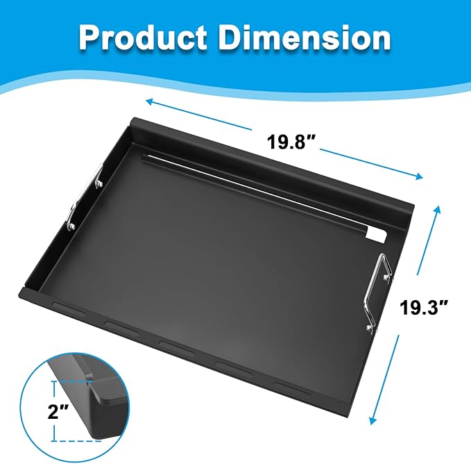 Full-Size Griddle Inserts for Chargriller 5050 3001 5650 3030 3725, King Griller 3008 5252, Nonstick Carbon Steel Flat Top Griddle Replacement Parts for Char-Griller Charcoal Grill Accessories