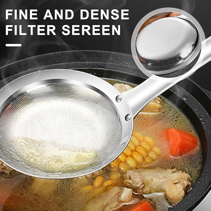 Fine Mesh Stainless Steel Colander, 2025 Stainless Steel Fine Mesh Strainer with Handle, Sieve Mesh for Kitchen Cooking, Oil Food Strainer Kitchen Gadgets(L,1PCS)