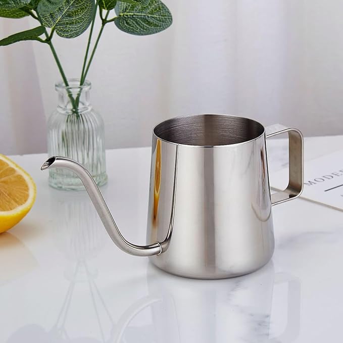 Pour Over Coffee Kettle, Gooseneck Spout, 304 Stainless Steel, Compact Design for Camping & Outdoor Use, 240ML Capacity, for Coffee Brewing at Home or Travel