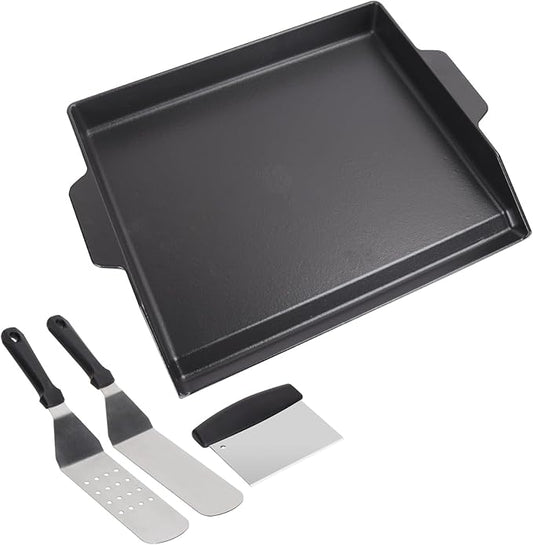 Nonstick Cast Iron Griddle for Gas Grill, 23" x 16" Universal Cooking Coating Flat Top Plate for Gas Stove Top 4 Burner Oven/Stove Top, Electric Grill