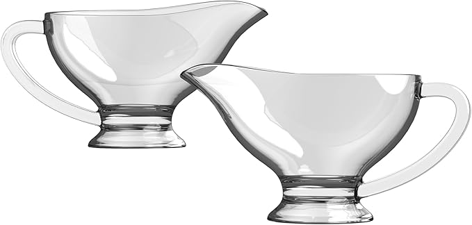 KR. LIF 2 Pack Glass Gravy Boat - Crystal Sense of Reality, Sturdy and Easy-Clean