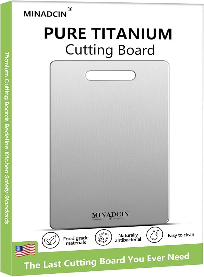 Titanium Cutting Boards For Kitchen, 100% Pure Cut Titanium Cutting Board, Food Grade Quality, Double-sided non-toxic, Easy To Clean, Dishwasher Safe And Will Not Absorb Odors(18L*10W)