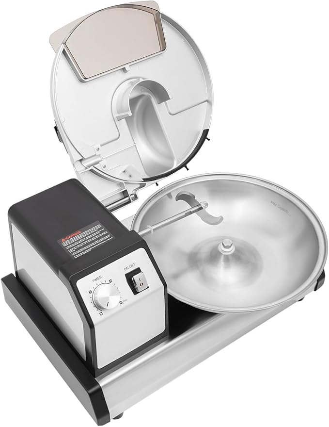 5L/5.28QT Multifunction Meat Bowl Cutter, 250W Commercial Food Processor Heavy Duty Buffalo Chopper, Electric Meat Vegetable Grinders for Home Use,0-15 Mins Timer,Output 100 lbs/H,Spare Blade & Gloves