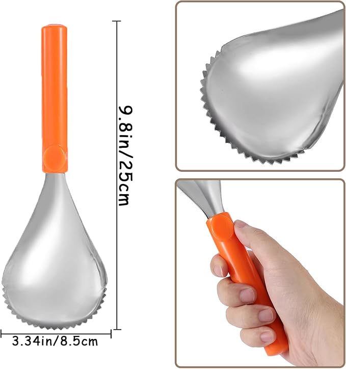 2 PCS Pumpkin Pulp Remover Corer Scoop Manual Scoop Pulp Separator Stainless Steel Scooper Scraper Veggie Vegetable Corer Remover for Halloween Pumpkin