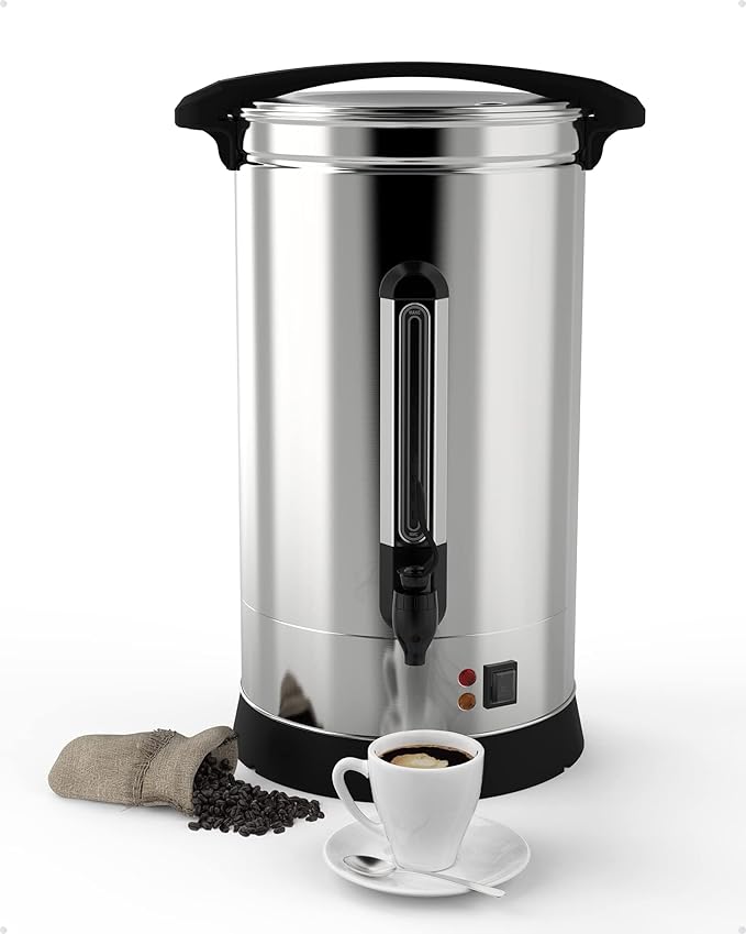 110 Cup Commercial Coffee Urn, 16l Large Capacity Coffee Maker with Quick Infusion, 304 Stainless Steel Double-Wall Hot Beverage Dispenser – Easy to Clean for Churches, Offices, Events & Meeting Rooms