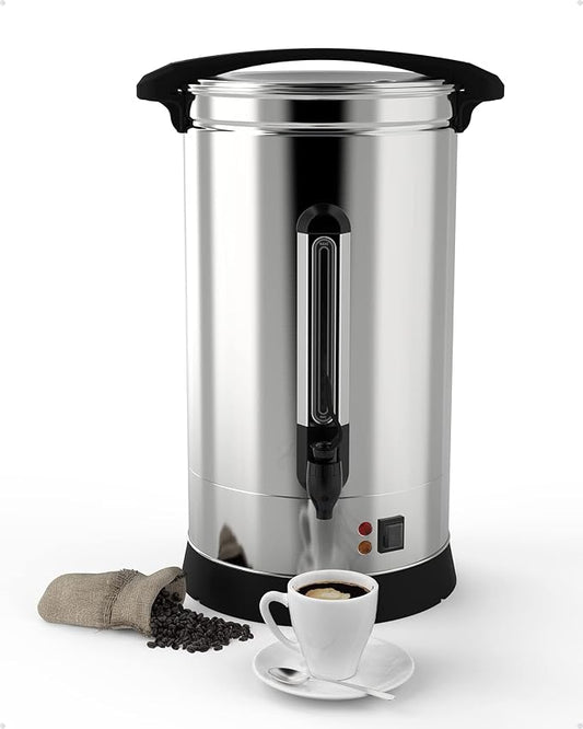 110 Cup Commercial Coffee Urn, 16l Large Capacity Coffee Maker with Quick Infusion, 304 Stainless Steel Double-Wall Hot Beverage Dispenser – Easy to Clean for Churches, Offices, Events & Meeting Rooms
