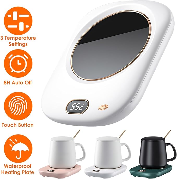 Electric Coffee Mug Warmer USB Wired Cup Warmer for Desk Wireless Milk Beverage Cup Heater Heating Plat with 3 Temperature Setting for Home Office (Pink)