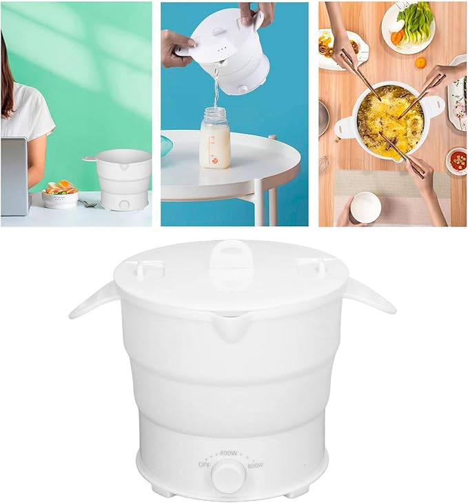 Topyond 1.2L Portable Foldable Electric Hot Pot Cooker for Home Dormitory Office Travel,Multifunctional Ramen Cooker, Compact College Essentials