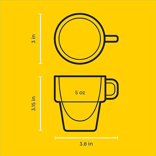 JoyJolt Stoiva Double Wall Insulated Espresso Glass Cups – 5 oz. (150 ml) Shot Cup with Handle – Stackable Thermal Clear Glass Cups, Fit for Espresso Machine and Coffee Maker – Set of 4