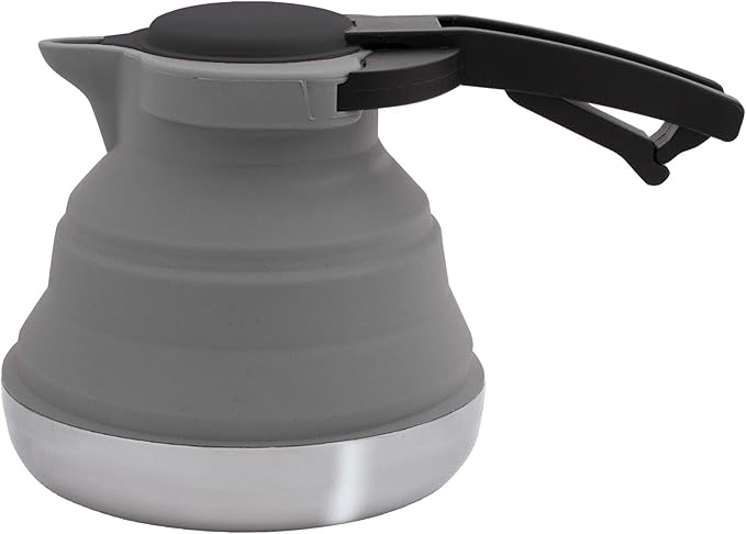 kettle 1,2 litre foldable silicon/RVS grey