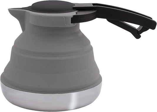kettle 1,2 litre foldable silicon/RVS grey