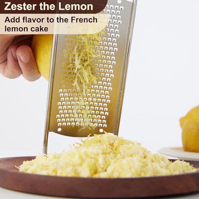 Upgraded Lemon Zester & Cheese Grater, Food Grade Stainless Steel None-Slip Hand Fine Grater for Garlic, Ginger, and Chocolate, Durable and Easy-To-Clean（Dishwasher Safe）