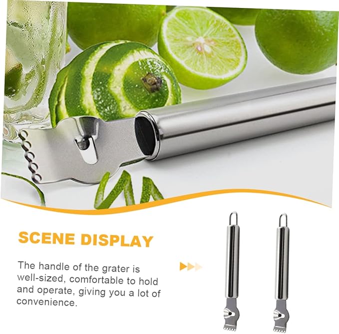 2pcs Ergonomic Lemon Zester Grater Scraper Handheld Fruit Vegetable Grater Non-slip Safety Kitchen Tool
