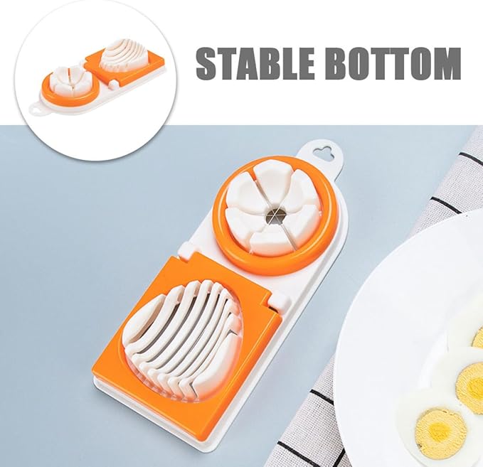 BESPORTBLE Multipurpose Egg Slicer and Hard Boiled Egg Cutter with Dual Blades Orange Food Slicer for Home Cooking