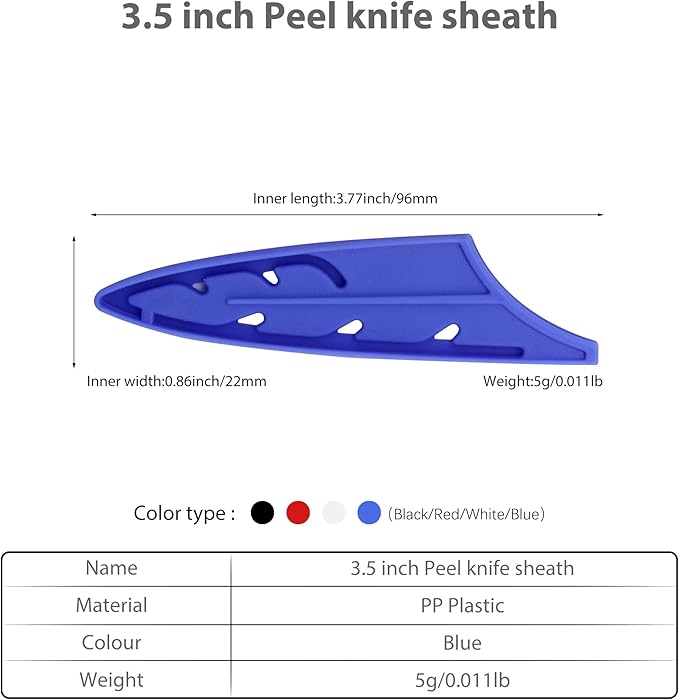 XYJ 2pcs/set Safety Knife Covers Sleeves Knives Edge Guard, Universal Knife Sheath, Fruit, Utility, Paring Knife Case Blue (For 3.5'' Paring Knife)