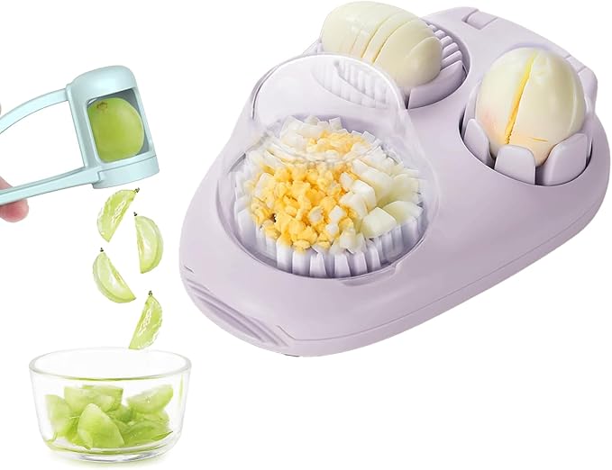 Stainless Steel Egg Slicer and Grape Slicer, 4 Slicing Modes Slicer for Fruit Salad, Easy Grape and Tomato Slicing, for Egg, Grape, Strawberry,Cherry,Tomato, Send Goods From Local Warehouse