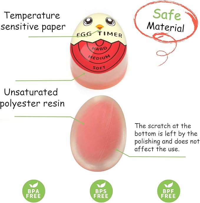Lasubst Egg Timer That Goes in Water for Soft Medium Hard Boiled Eggs, 1 Red 1 Green