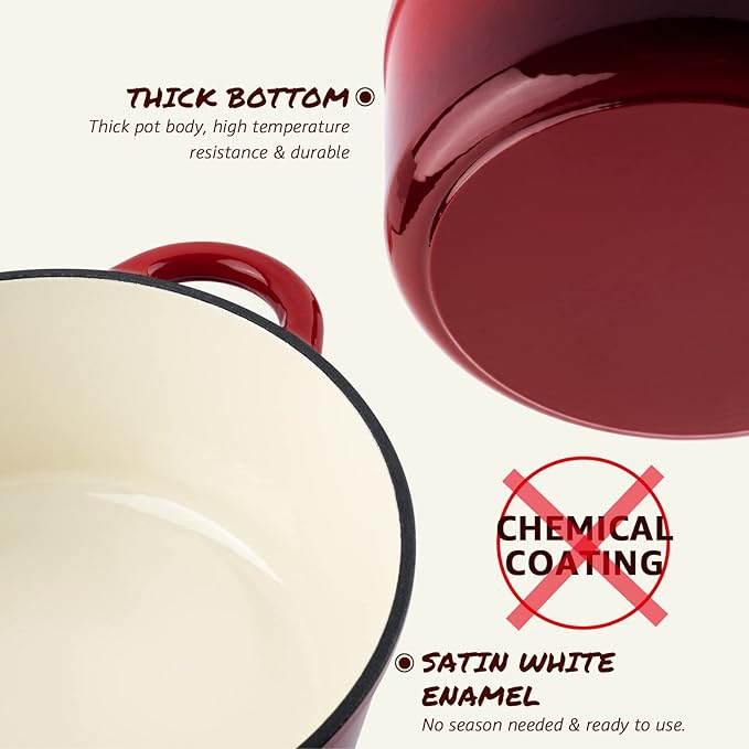 Overmont 5.5qt Enameled Dutch Oven + 3.8qt Braiser Combo