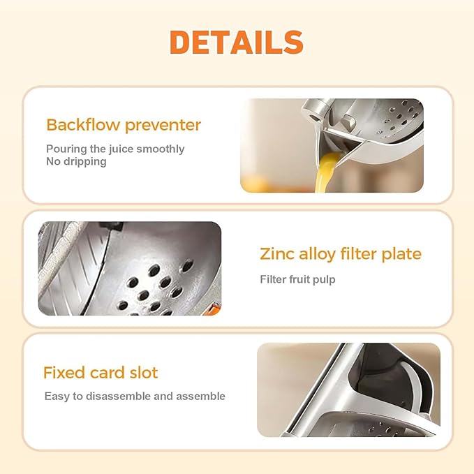 Fruit Juice Squeezer, 2026 New Upgraded Hand Juicer Squeezer Lemon Juicer Manual Hand Press with Ergonomic Grip, Easy to Use and Clean for Orange Citrus Pomegranate Lime Grapefruit(1PC)