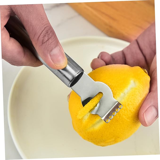 STOBAZA Stainless Steel Lemon Peeler 3pcs Set Kitchen Tool Easy to Grip Lemon Slicer