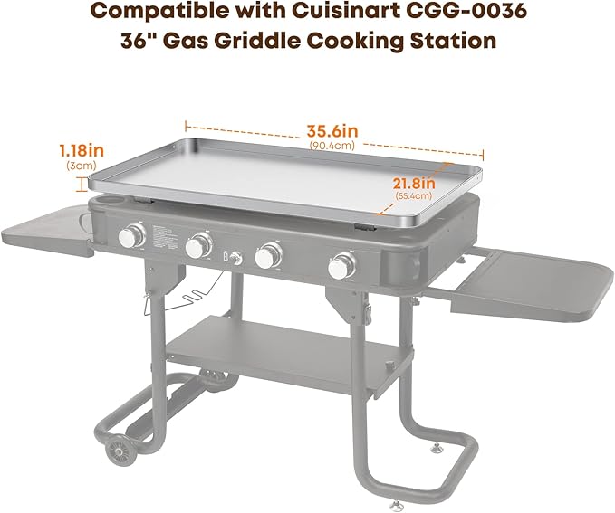 Stanbroil Flat Top Griddle for Cuisinart CGG-0036 36" 4-Burner Gas Grill, Stainless Steel Griddle Replacement Top with Dual Grease Management System