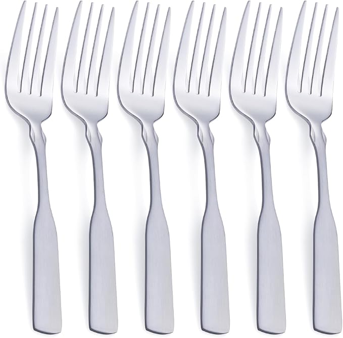 Dinner Fork, Stainless Steel 7.6” Heavy Duty Fork Silverware, Metal Fork Cutlery Set, 6-Piece