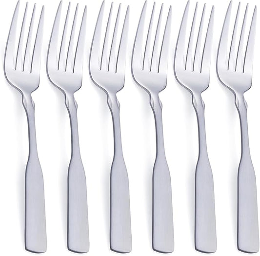 Dinner Fork, Stainless Steel 7.6” Heavy Duty Fork Silverware, Metal Fork Cutlery Set, 6-Piece