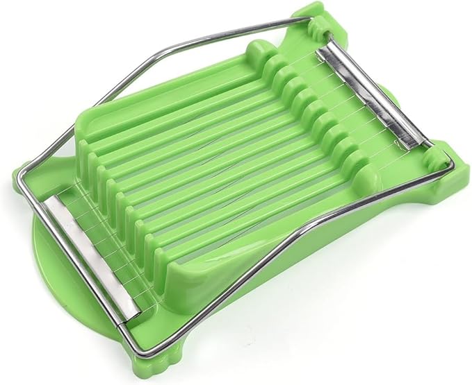 Hoshen Luncheon Meat Slicer, Egg Cutter, Fruit Soft Cheese Slicer, Strengthened Stainless Steel Cutting Line, 10 Slices Evenly Cut，Original Box,Green
